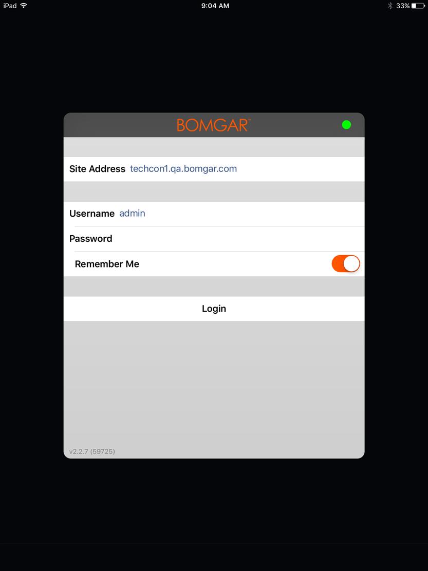 Log into the Representative Console for ios From the login screen, enter your Bomgar site hostname, such as example.bomgarconnect.com.