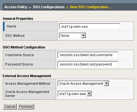 Deploying the BIG-IP APM with Oracle Access Manager Figure 4 SSO configuration Creating an Access Profile The next task is to create an Access Profile and a Visual Policy which provides an antivirus