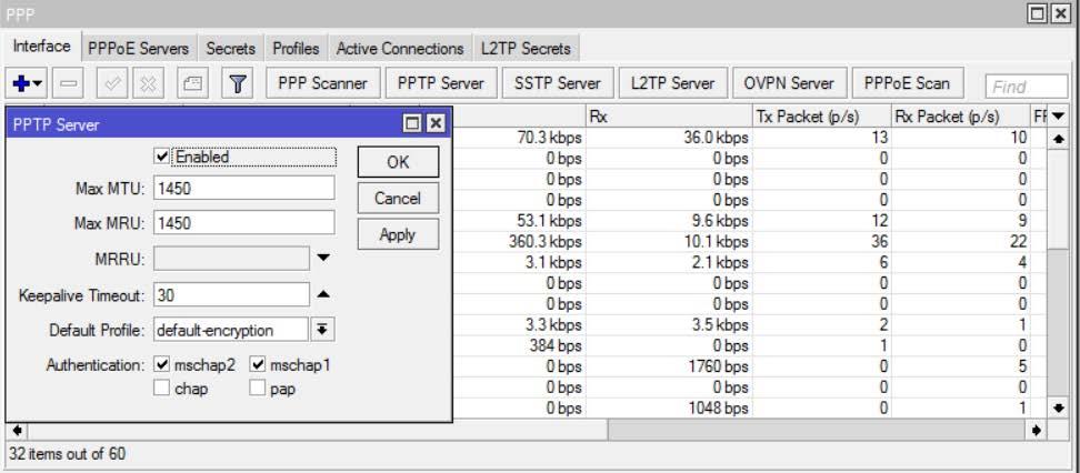 PPTP Server (Method 2) Go to PPTP server and