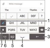 To enter text using the Gesture input function 1 When the on-screen keyboard is displayed, slide your finger from letter to letter to trace the word that you want to write.
