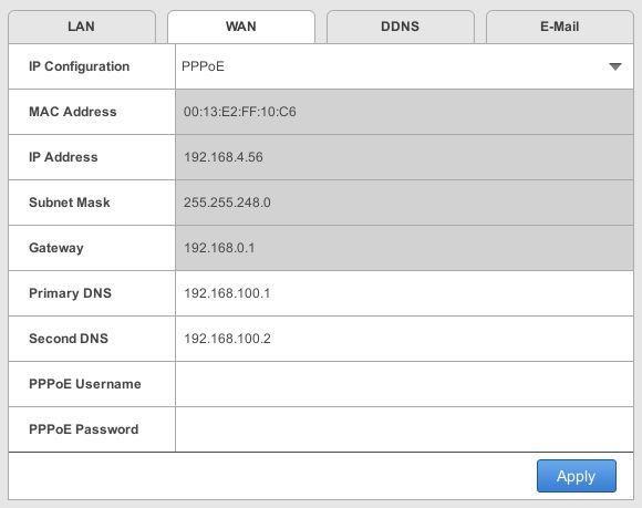 3 System Configuration [WAN] Figure 3-5 IP Configuration: Select DHCP or Static according to your network environment. MAC Address: Displays the MAC Address of the GV-SNVR.
