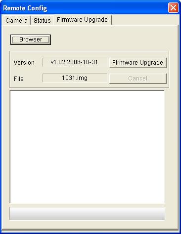 6.1.1 Using the Web Interface 1. In the Live View window, click the Show System Menu button (No. 11, Figure 3-2), select Remote Config, and then click the Firmware Upgrade tab.