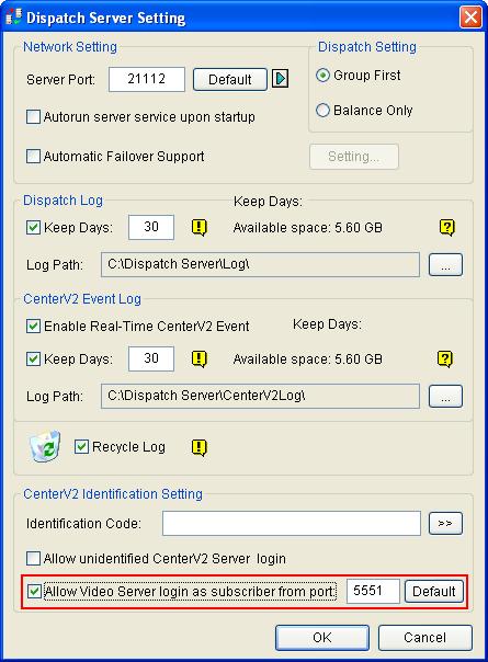 toolbar, and enable Allow Video Server Login as Subscriber from Port.