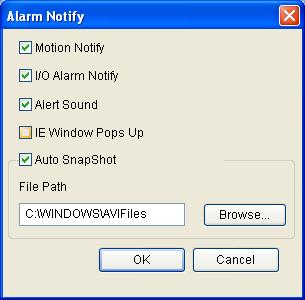 Figure 3-8 Motion Notify: Once motion is detected, the captured images are displayed on the control panel of the Live View window.