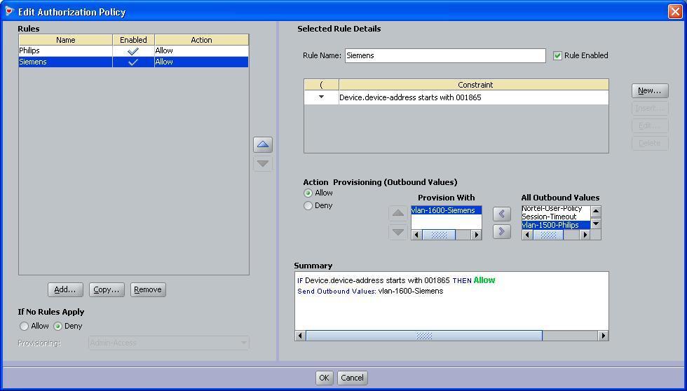 IDE Step 9 Once back at the Edit Authentication Policy window, click the Allow radio button via