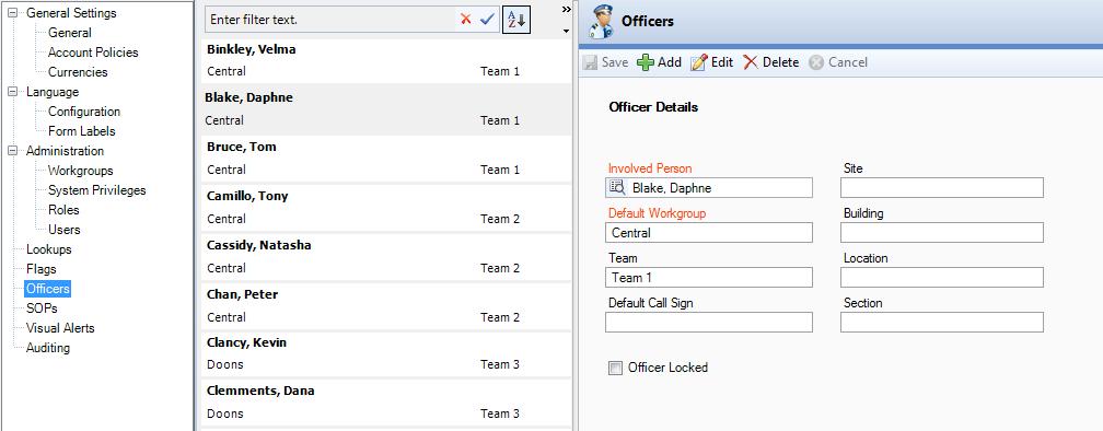 Officers Officers (DispatchLog Only) Add a New Officer for Perspective Dispatching Note: This section refers to DispatchLog settings.