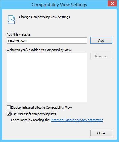 Welcome to Perspective Logon Options 1. Ensure Compatibility View is turned off in Internet Explorer: a. Click the gear icon in the top right of the browser. b. Click Compatibility View Settings. c.