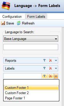 Language Report footers are added to the end of a report and are listed in Perspective as Custom Footer 1 and Custom Footer 2. Page Footer 1 is added to the bottom of each report page. 1. Under the Language to Search section, drill-down to Reports, then Labels.