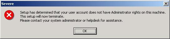 TROUBLESHOOTING GUIDE Administrator Rights If this message appears during HDS installation, your user account does not have administrator rights.