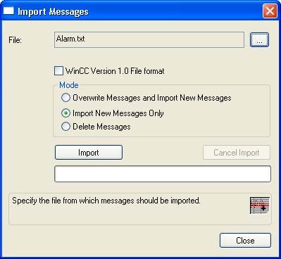 4.5 Working with Single Messages Procedure 1. In the "Messages" menu, select "Import Single Messages...". The "Import Messages" dialog is opened. 2. Click the button next to the "File:" box.