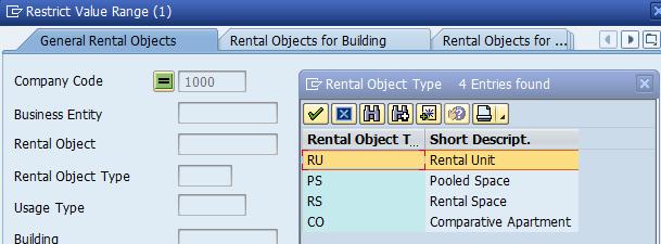 Rental Space Click the Continue icon and select the Rental Object(s) to