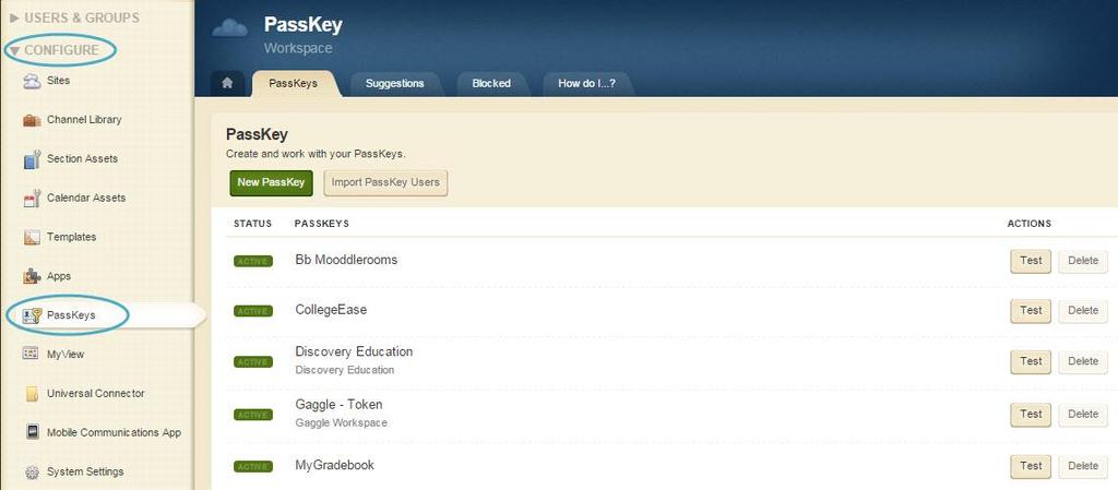 Blackboard Web Community Manager PassKey Manager PassKey Manager Library The PassKey Manager Library is a set of preconfigured, default PassKeys.