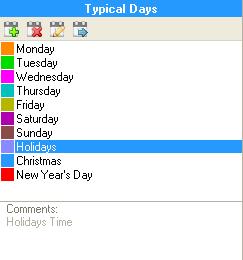 List of typical days This list contains the complete set of typical days for your project.