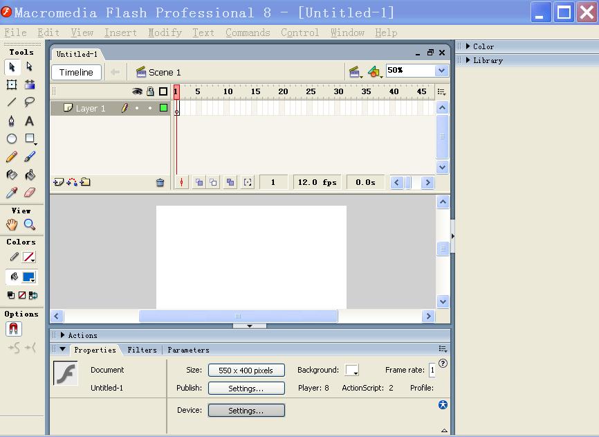 13 Figure 3.2: Flash creative interface. It is a multimedia platform used to add animation, video, and interactivity to web pages.