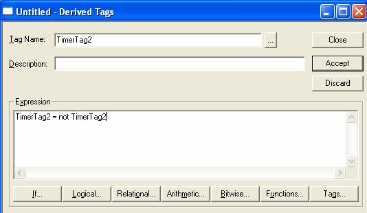 Now click on Accept and then create another tag called TimerTag2 (the setup of this is identical to TimerTag1 but should have an initial value of 1 instead).