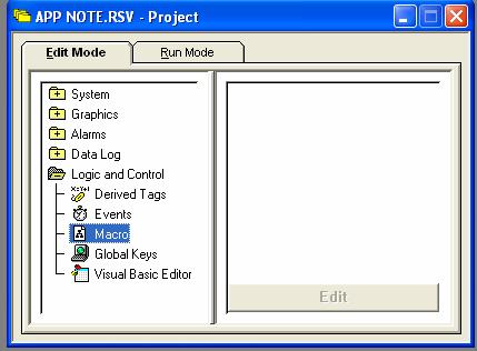 We now need to setup RSView to automatically call our VBA Init subroutine on startup.