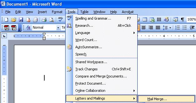 Using Mail Merge in Microsoft Word 2003 Mail Merge Created: 12 April 2005 Note: You should be competent in Microsoft Word before you attempt this Tutorial.