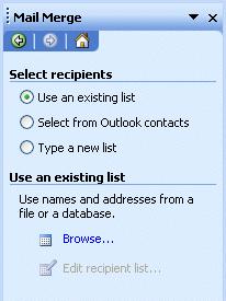 You will now be taken to the Mail Merge Step 3 of 6 Task Pane.