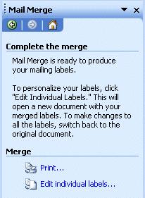 If you have more than one sheet of labels, use the Page Up and Page Down movement arrows in the lower right corner of the vertical elevator bar on the right of your screen to move from page to page.