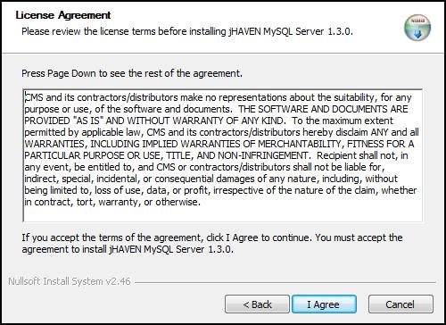 10. If you accept the terms of the agreement, click I Agree to continue.