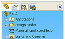 SolidWorks Tour The first tab, called the Feature Manager,