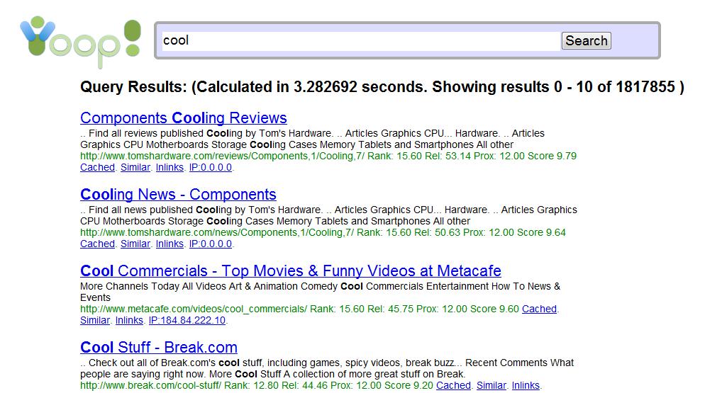 Figure 20: Search results view One can type their search query and press enter key or click on Search button to get the search results for their query.