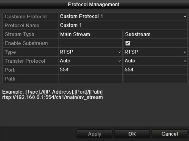 Figure 2. 17 Protocol Management Interface 2. There are 16 customized protocols provided in the system, you can select one and configure its corresponding parameters.