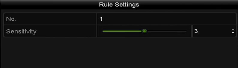 Click the Rule Settings button to set the face detection rules. You can click-and-drag the slider to set the detection sensitivity. Sensitivity: Range [1-5].