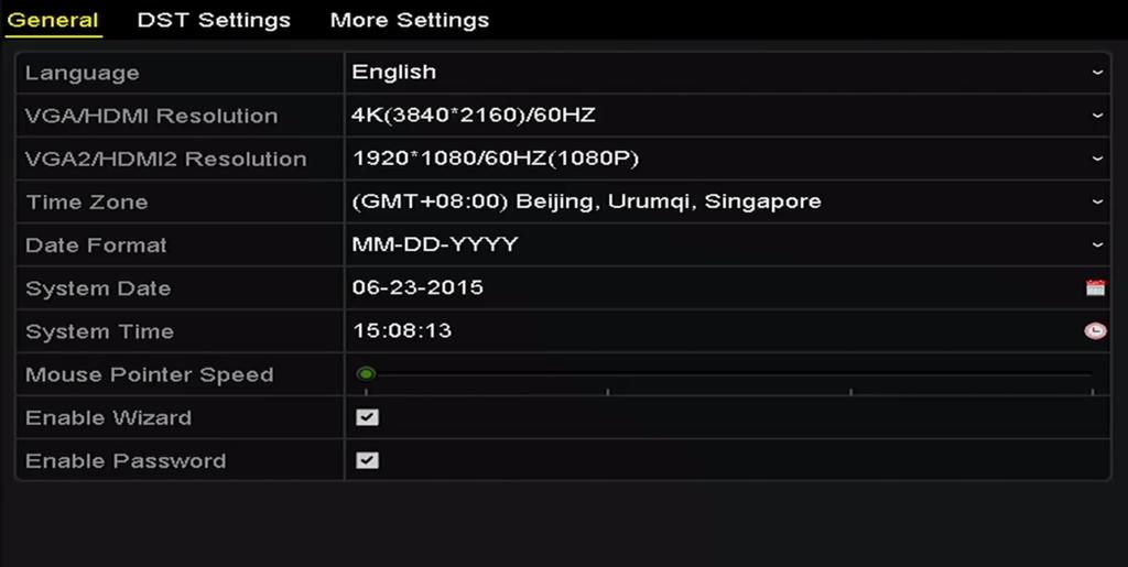 16.2 Configuring General Settings Purpose: You can configure the BNC output standard, VGA output