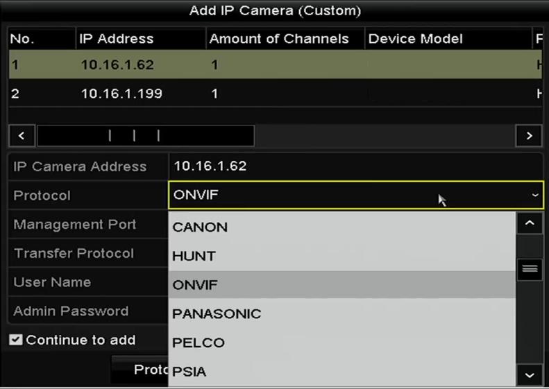 Example: rtsp://192.168.1.55:554/ch1/main/av_stream. Protocol Name: Edit the name for the custom protocol.