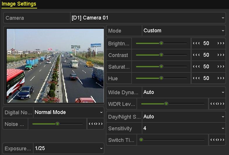 14.3 Configuring Video Parameters Purpose: You can customize the image parameters including the brightness, contrast, saturation, image rotate and mirror for the live view and recording effect. 1.