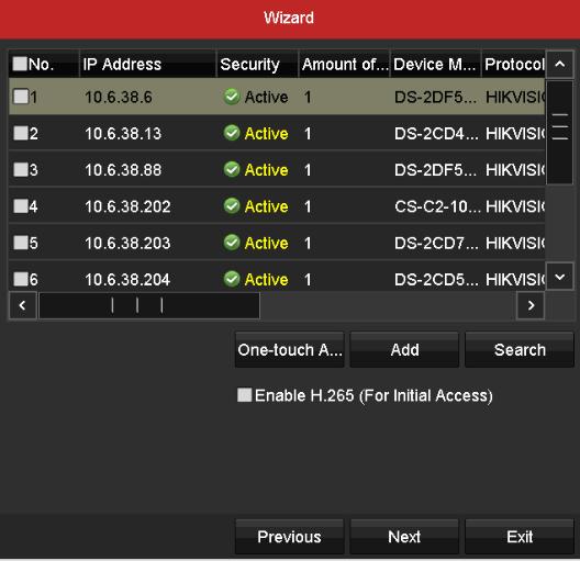 10. Click Search to search the online IP Camera and the Security status shows whether it is active or inactive. Before adding the camera, make sure the IP camera to be added is in active status.