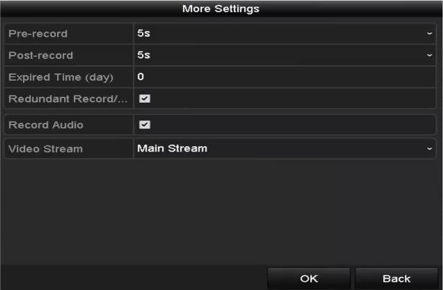 Figure 5. 23 Record Parameters 3) Select Camera you want to configure in the drop-down list.