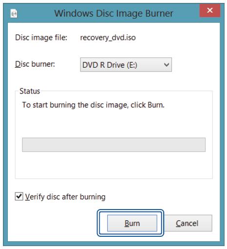 Place the disk into the optical drive device, and then select [Burn].