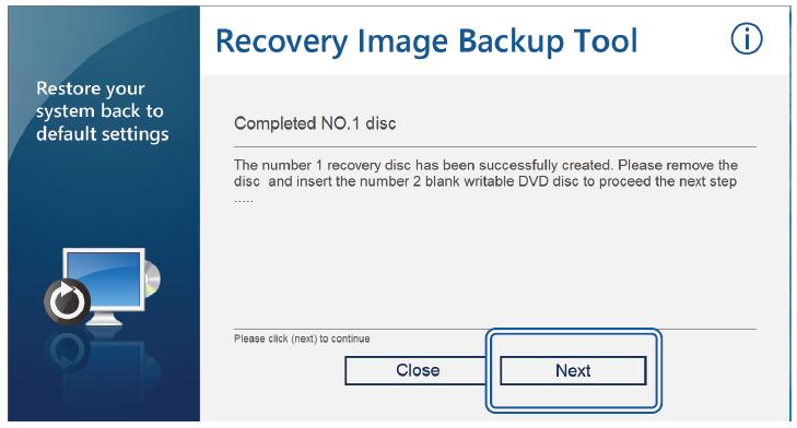 5. Click [Next] to continue the procedure of creating and burning recovery disks. 6.