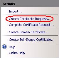 Step 4 Click Create Certificate Request. This is located in the right hand pane marked Actions. Step 5 The first screen of the wizard asks for details regarding the new site.