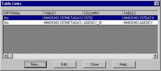 Tutorial 13. Select OK in the Confirmation dialog box. The Confirmation dialog box will be dismissed and the list box in the Table Links window will be updated with the table links created. 14.