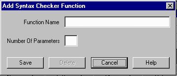 Enter the new Function Name and the Number of Parameters the function requires and select Save.