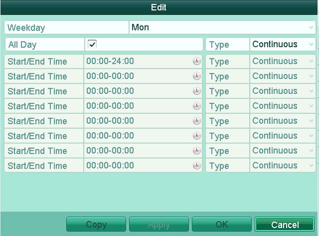 Figure 5. 6 Edit Schedule- All Day 4) To arrange other schedule, leave the All Day checkbox blank and set the Start/End time.
