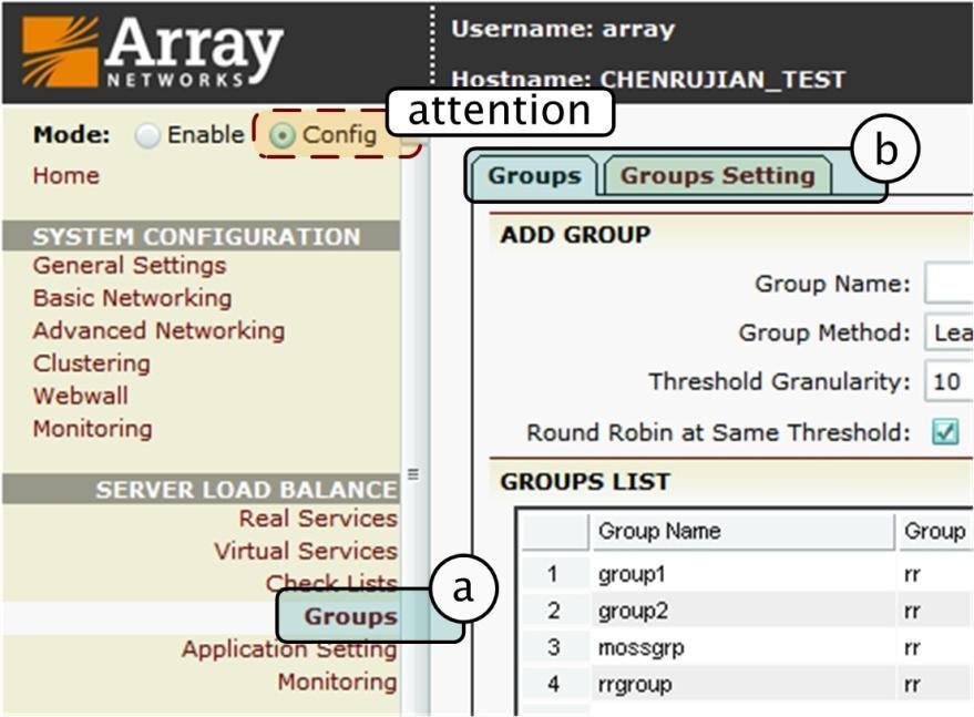 1.6 Creating the Group The next step is to create a group containing the real service you just created. A group is first defined by using the SLB Group Method command.