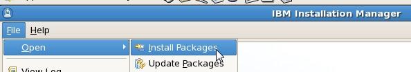 Back in the Installation Manager select 'File Open Install Packages'.