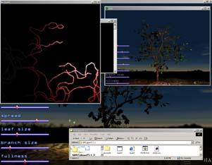 Tree demo Scenario 3: GLperf running concurrently with full screen Tree demo