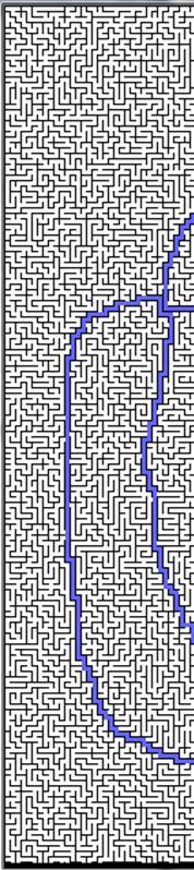 Fig. 15. Final maze with walls thinned: start and goal are colored red and green: partition X Fig. 16.