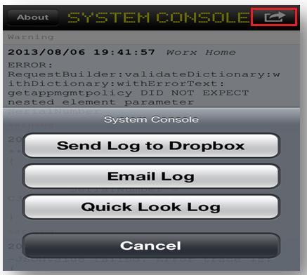 3. In the System Console app, click forward icon (top right corner). Tap Email Log.