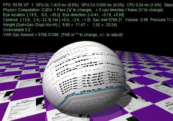 Simulation of a balloon. Balloon Demo GPU always runs 3D graphics.