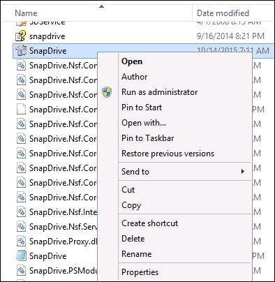 12. On both Hyper-V servers, pin the SnapDrive for Windows program to the Windows taskbar for easy access.