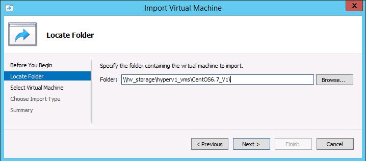 10. To import the VM, in the Actions pane, select Import Virtual Machine. 11. On the Before You Begin page, click Next. 12.