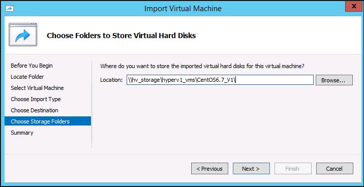 16. On the Choose Folders to Store Virtual Hard Disks page,