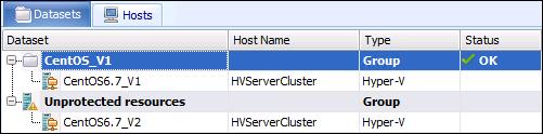 TASK 3: CREATE A SCHEDULED VM BACKUP JOB In this task, you create a dataset, apply a policy, and schedule the backup job to run automatically. STEP ACTION 1. On the HyperV-V1 server, open SMHV. 2.