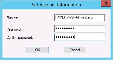 In the Set Account Information window, enter the Administrator password twice